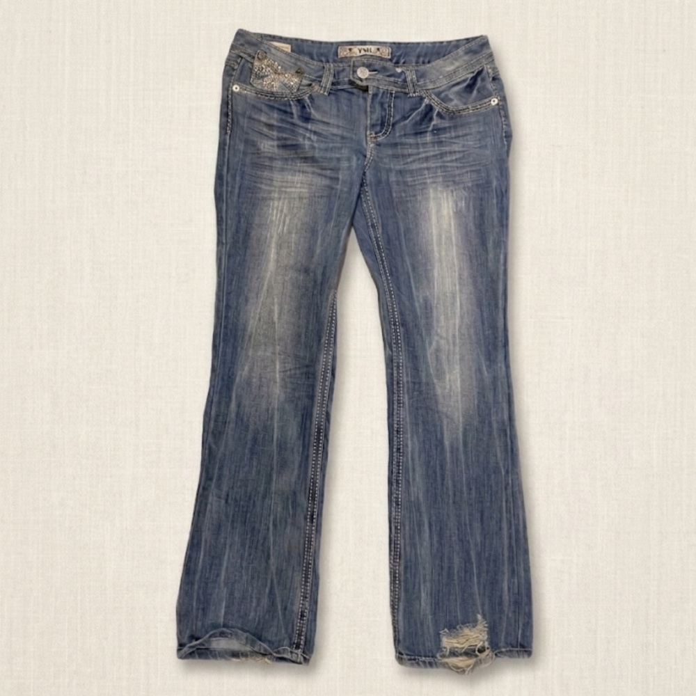 YMI Embroidered Stretch Bootcut Denim Jeans Size 9